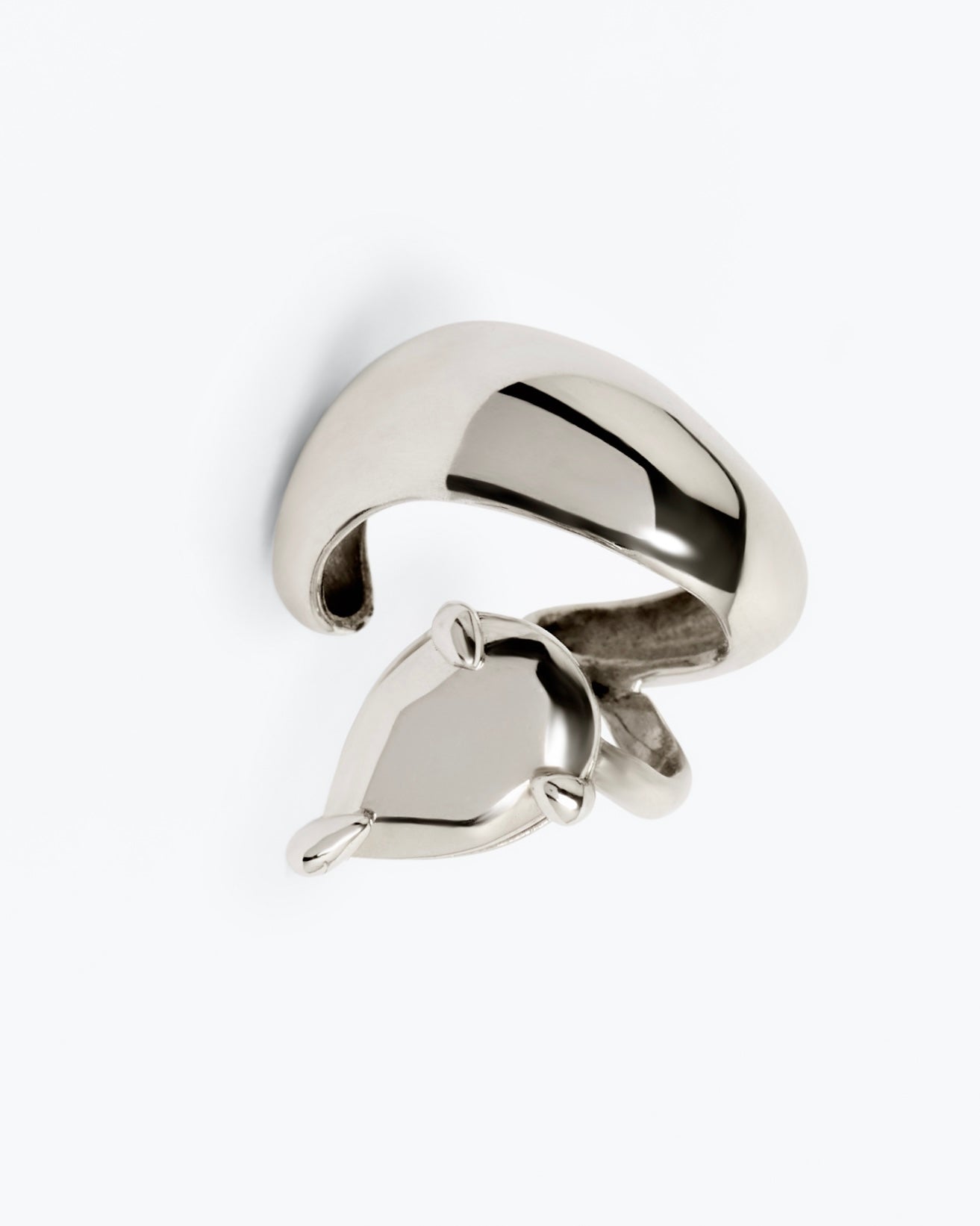 Hard Alien Ear Cuff - Left - Rhodium Vermeil