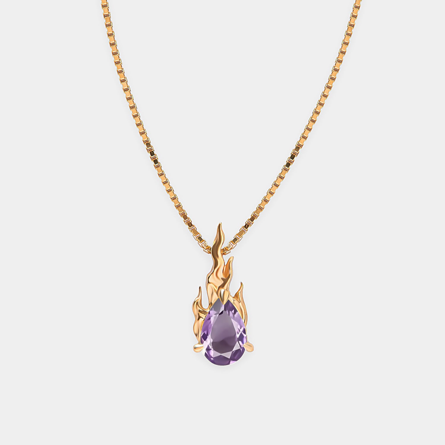 Purple Amethyst Mini Gem in Heat Necklace – Gold Vermeil