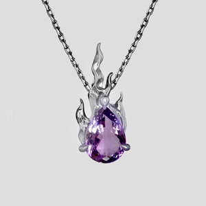Purple Amethyst Gem In Heat Necklace – Gold Vermeil