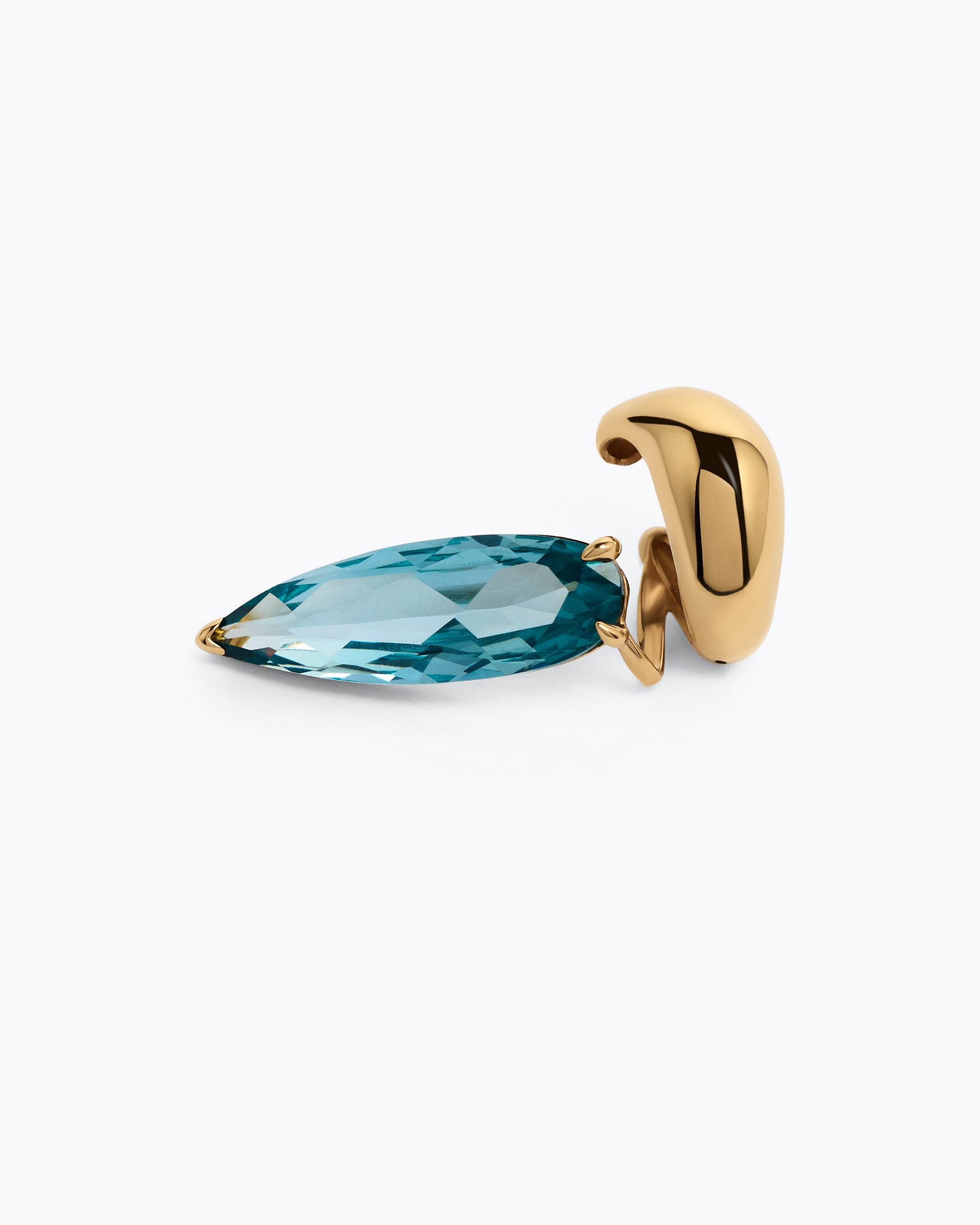 Synthetic Aquamarine Sharp Alien Ear Cuff - Single