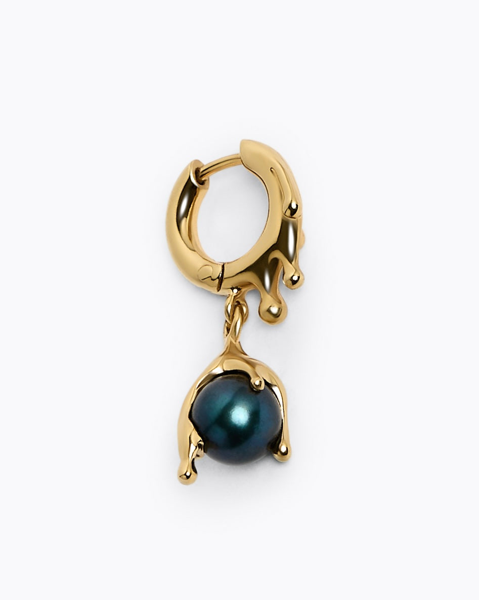 Nano Black (Peacock) Pearl Melt Earring