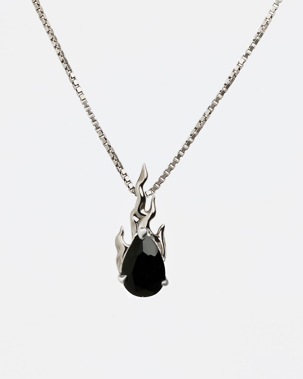Alan Crocetti Gem In Heat Black Onyx Necklace in rhodium vermeil front view