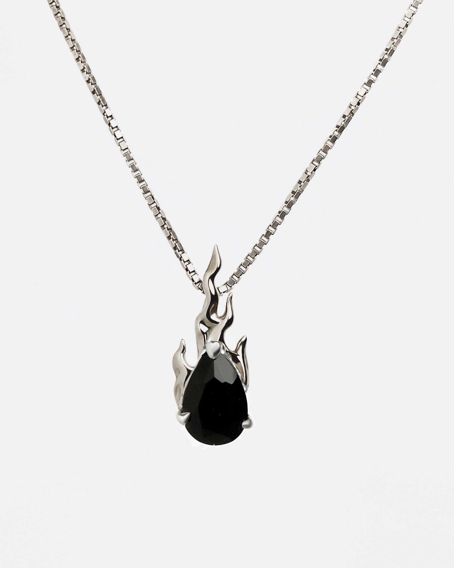 Alan Crocetti Gem In Heat Black Onyx Necklace in rhodium vermeil front view