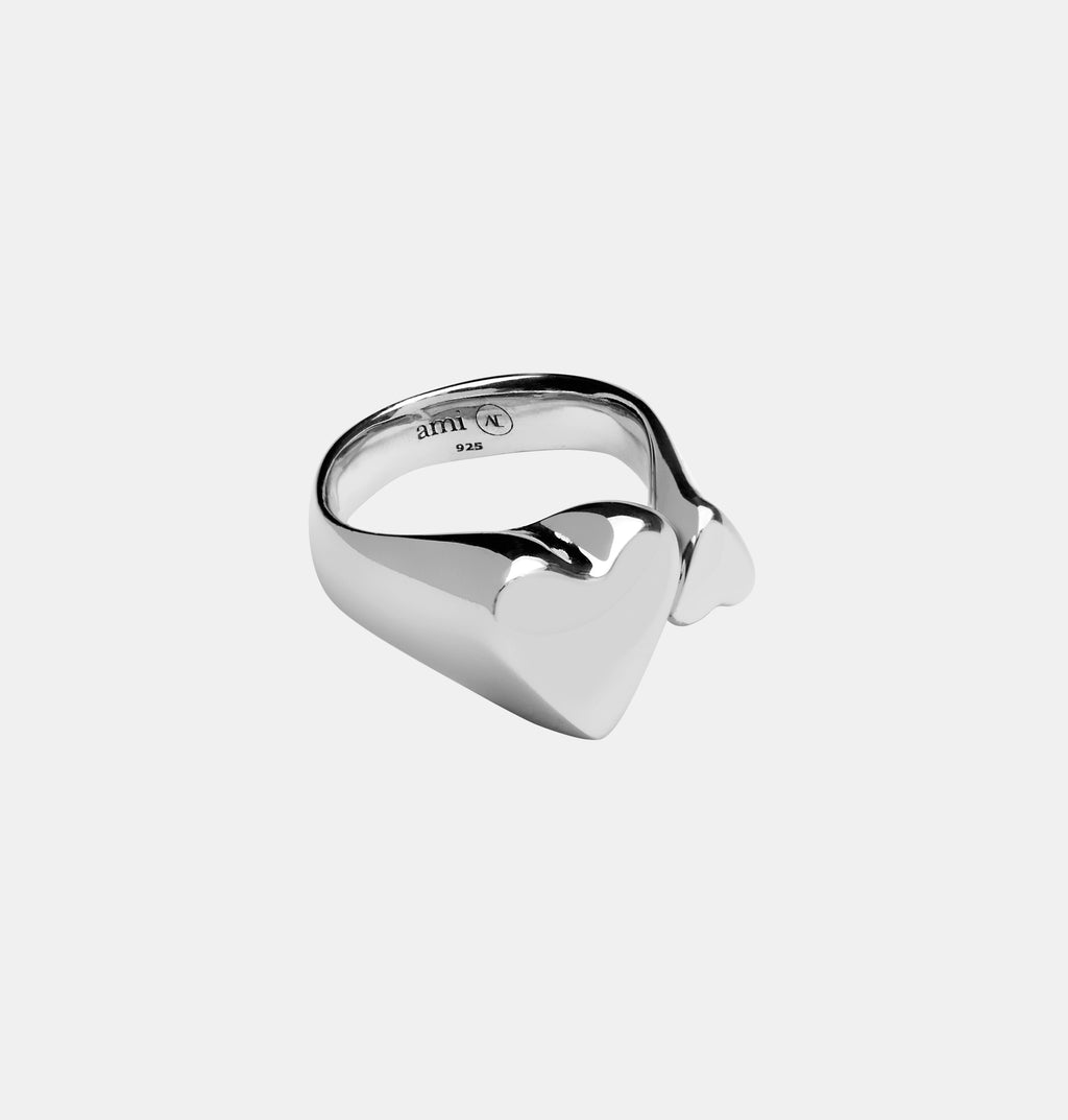 AC X AMI Double Heart Ring - Rhodium Vermeil