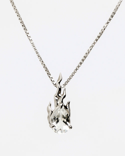 Alan Crocetti White Topaz Venetian Necklace Gem In heat sterling silver in rhodium vermeil front view