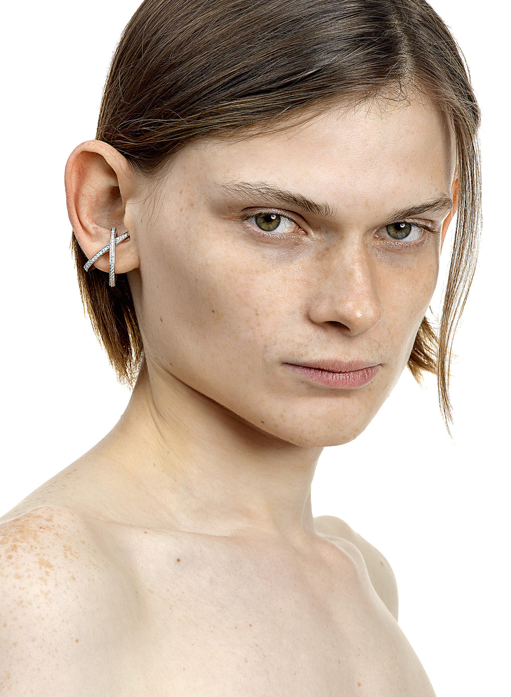 Mini Space Encrusted Ear Cuff - Rhodium Vermeil