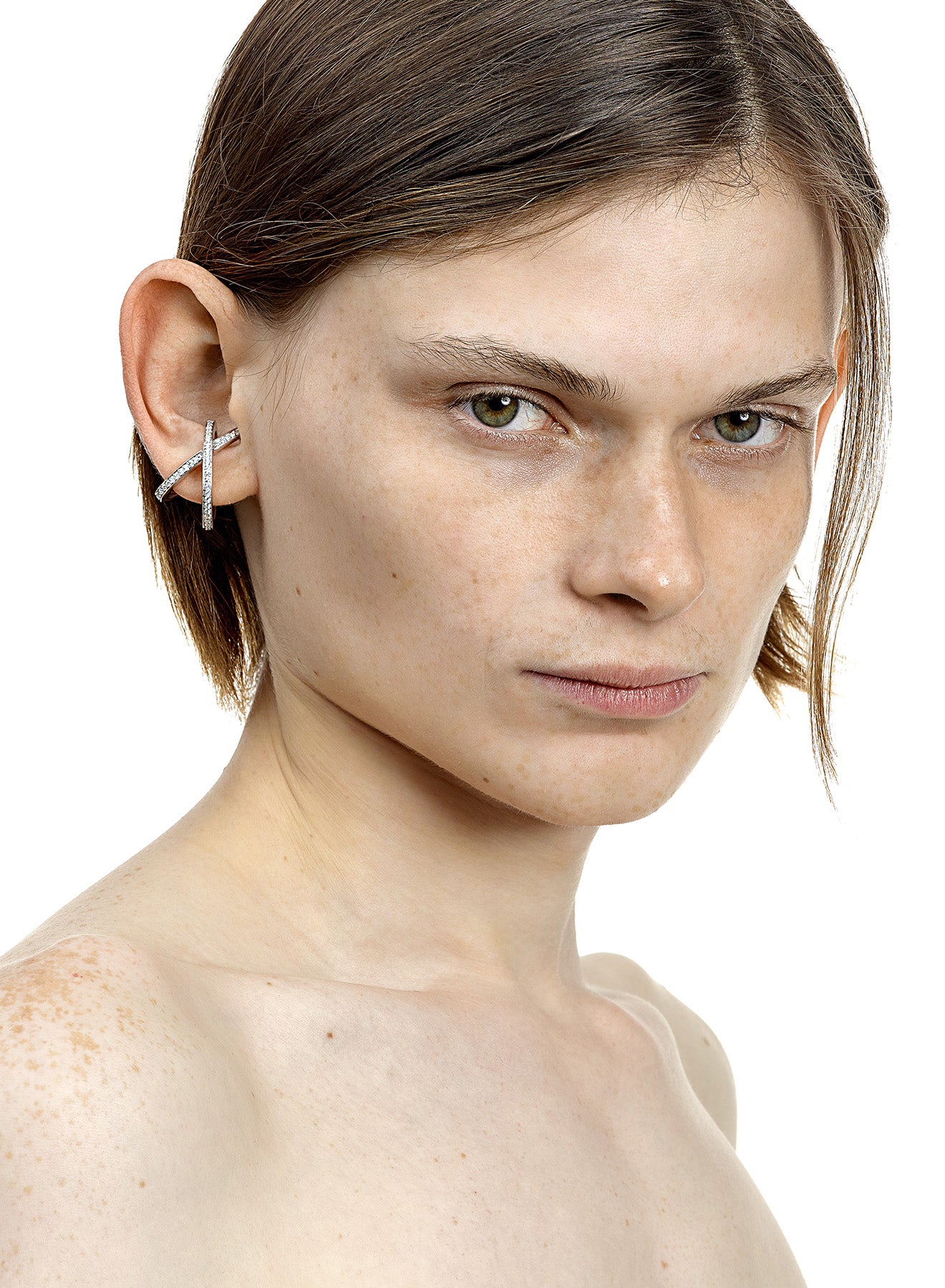 Mini Space Encrusted Ear Cuff - Rhodium Vermeil