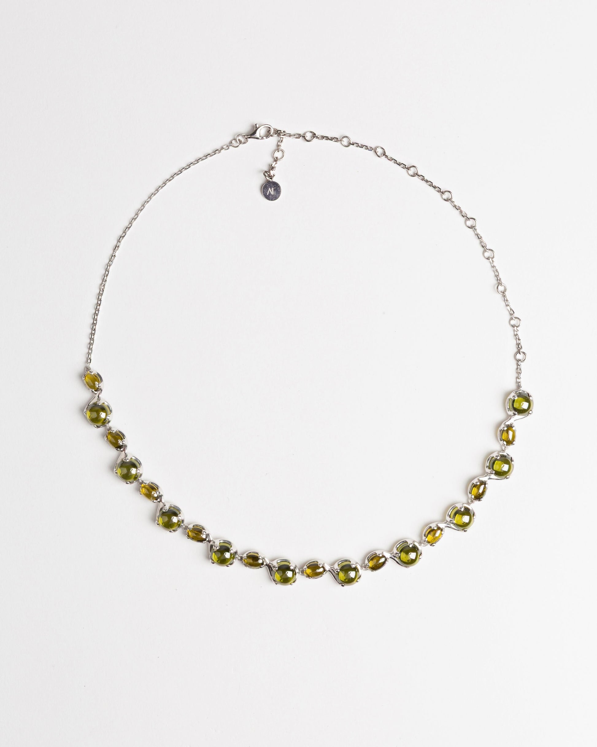 Dew Choker Olive Green - Rhodium Vermeil