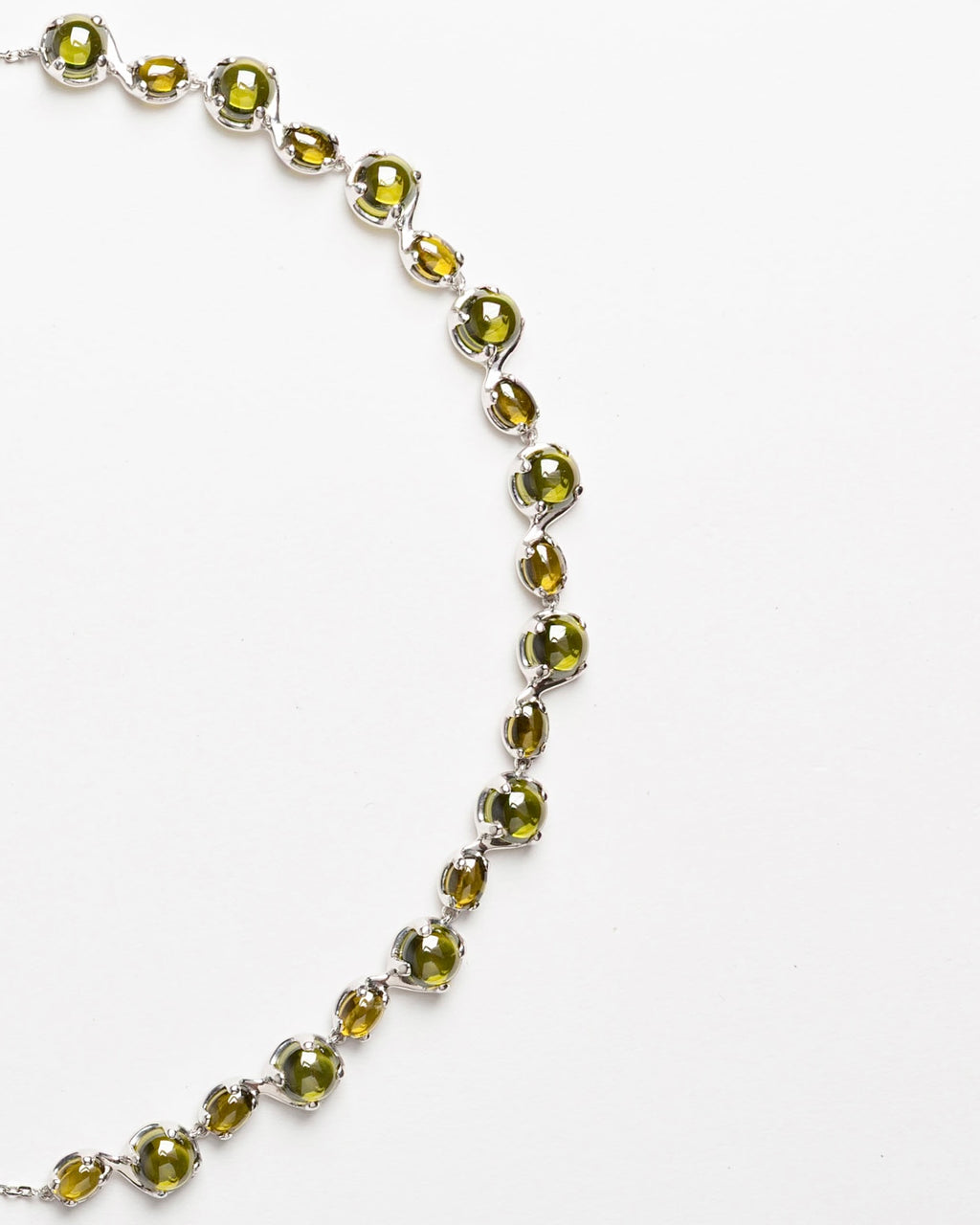 Dew Choker Olive Green - Rhodium Vermeil