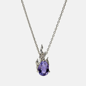 Purple Amethyst Gem In Heat Necklace – Rhodium vermeil