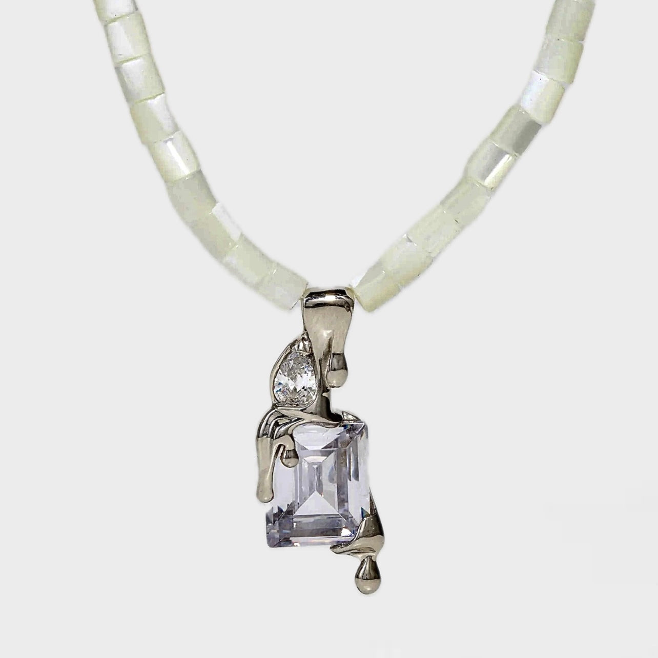 Clear Ocean Raver Melt Necklace – Rhodium Vermeil