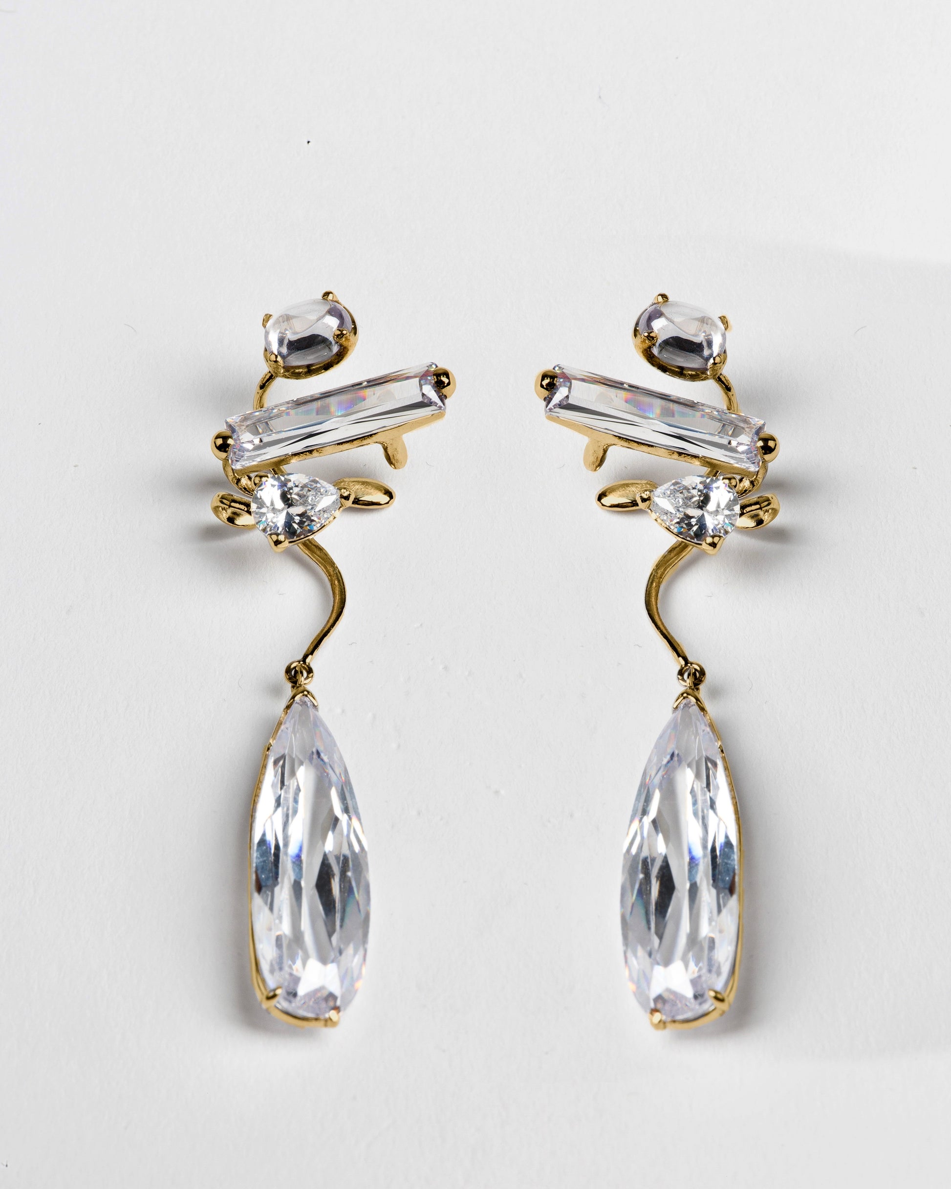 Clear Mixed Hybrid Drop Ear Cuff Pair