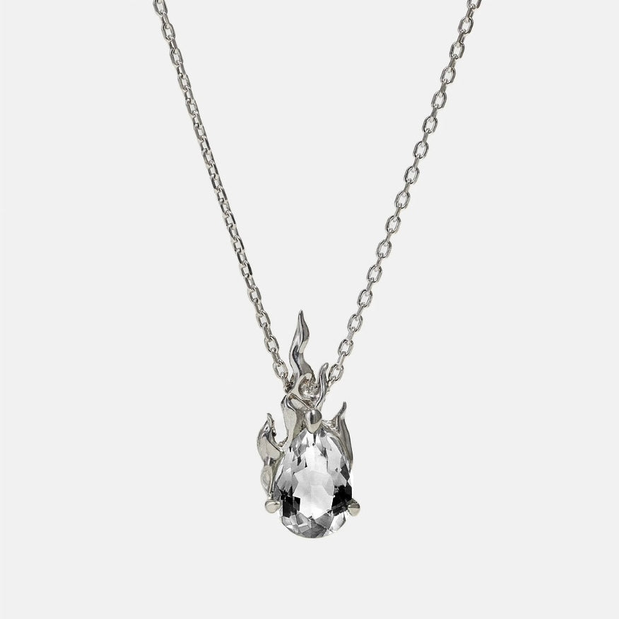 EXCLUSIVE - White Topaz Gem In Heat Necklace – Rhodium Vermeil