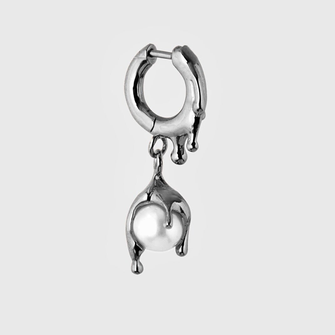 Nano Pearl Melt Earring – Rhodium Vermeil