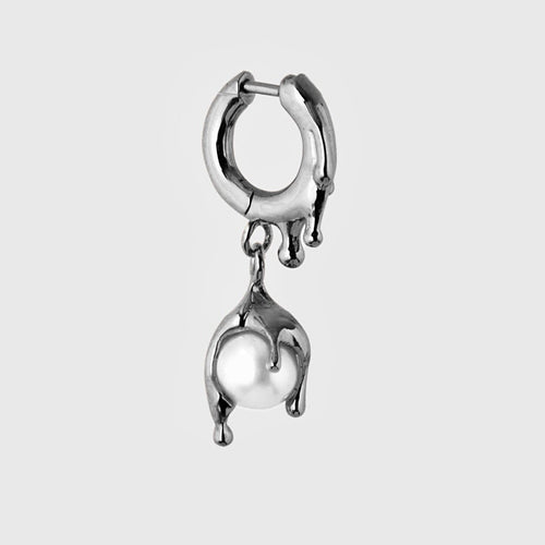 Nano Pearl Melt Earring – Rhodium Vermeil