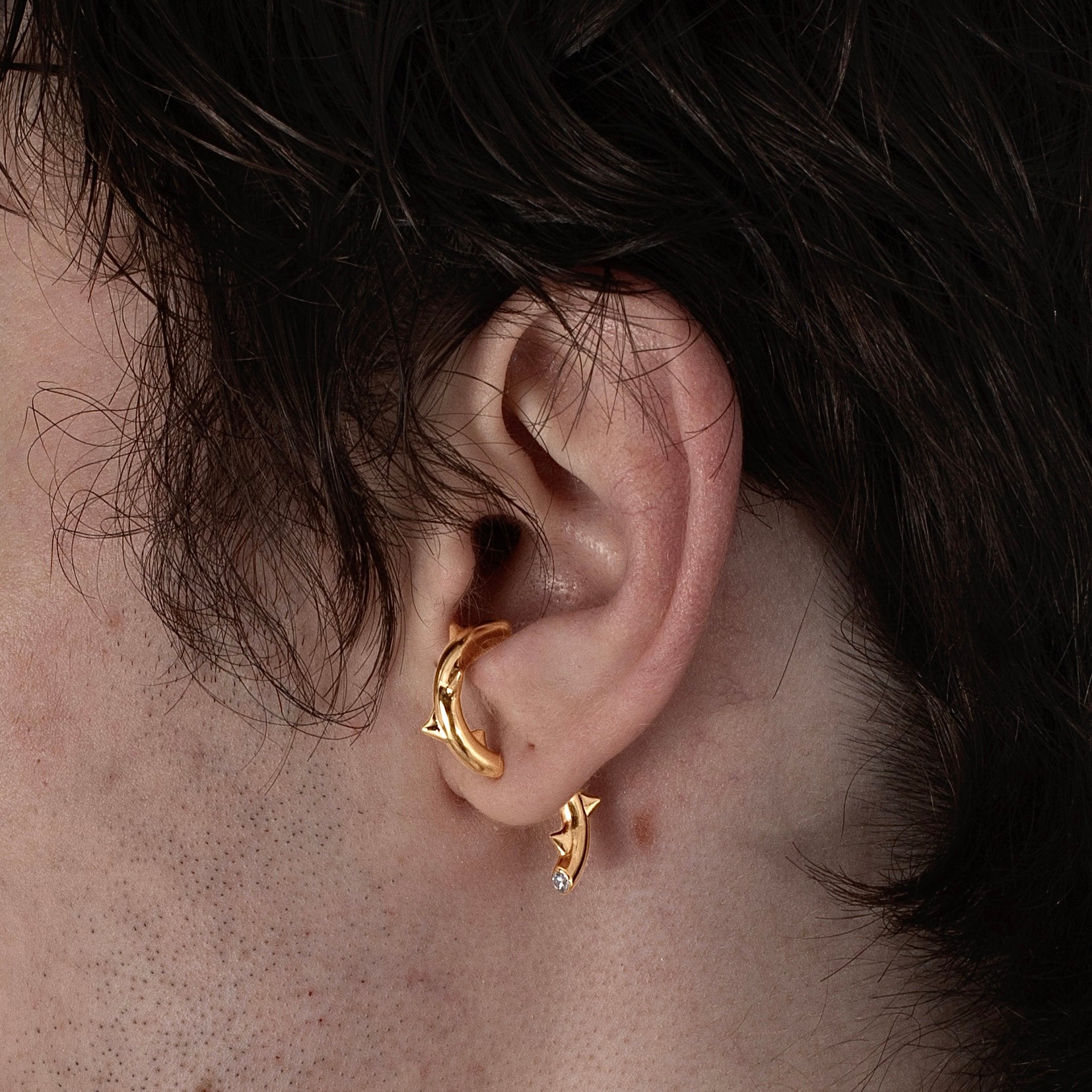 Peekaboo Thorn Earring Single - Gold Vermeil