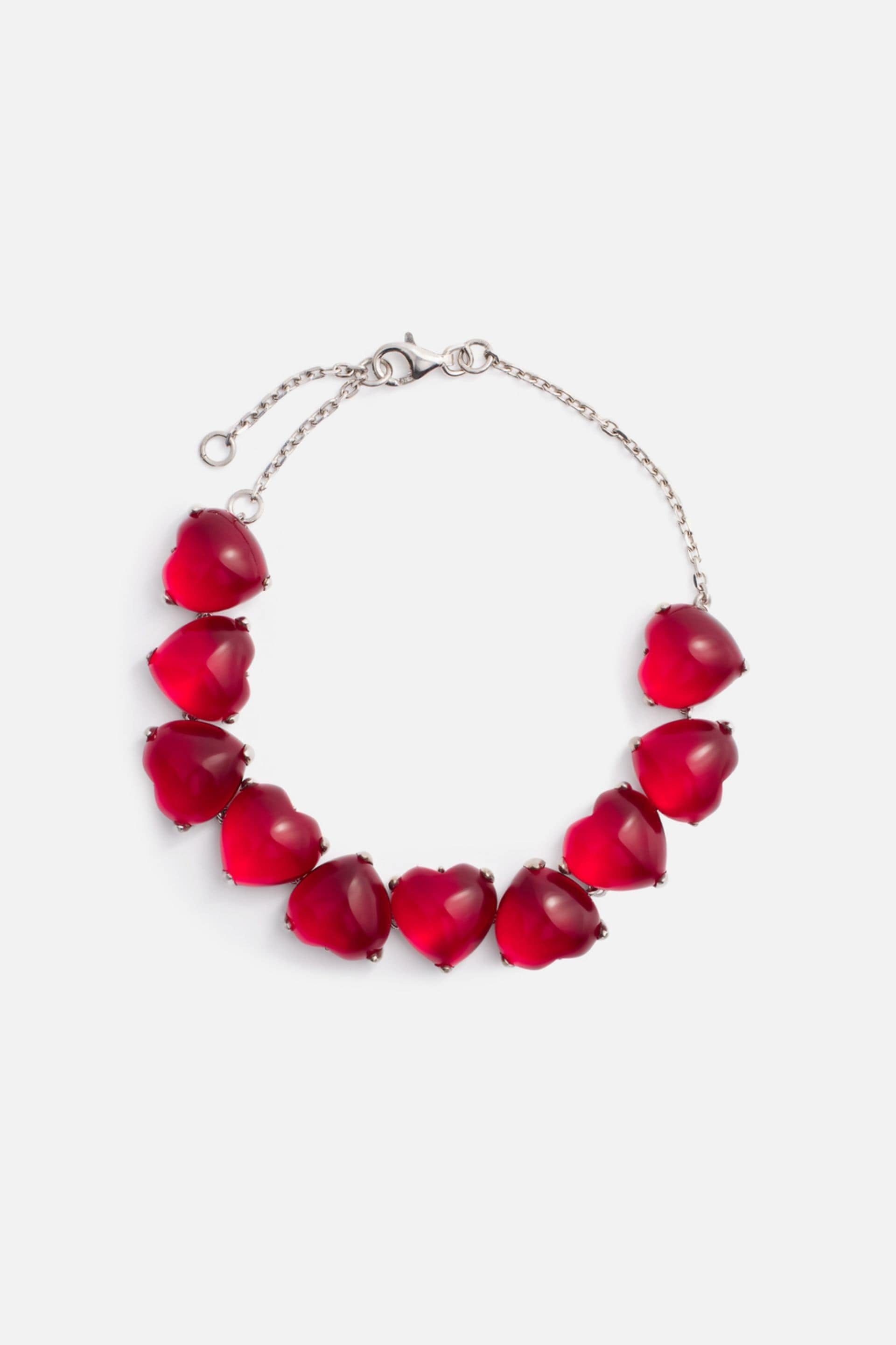 AC X AMI - Red Hearts Bracelet - Rhodium Vermeil