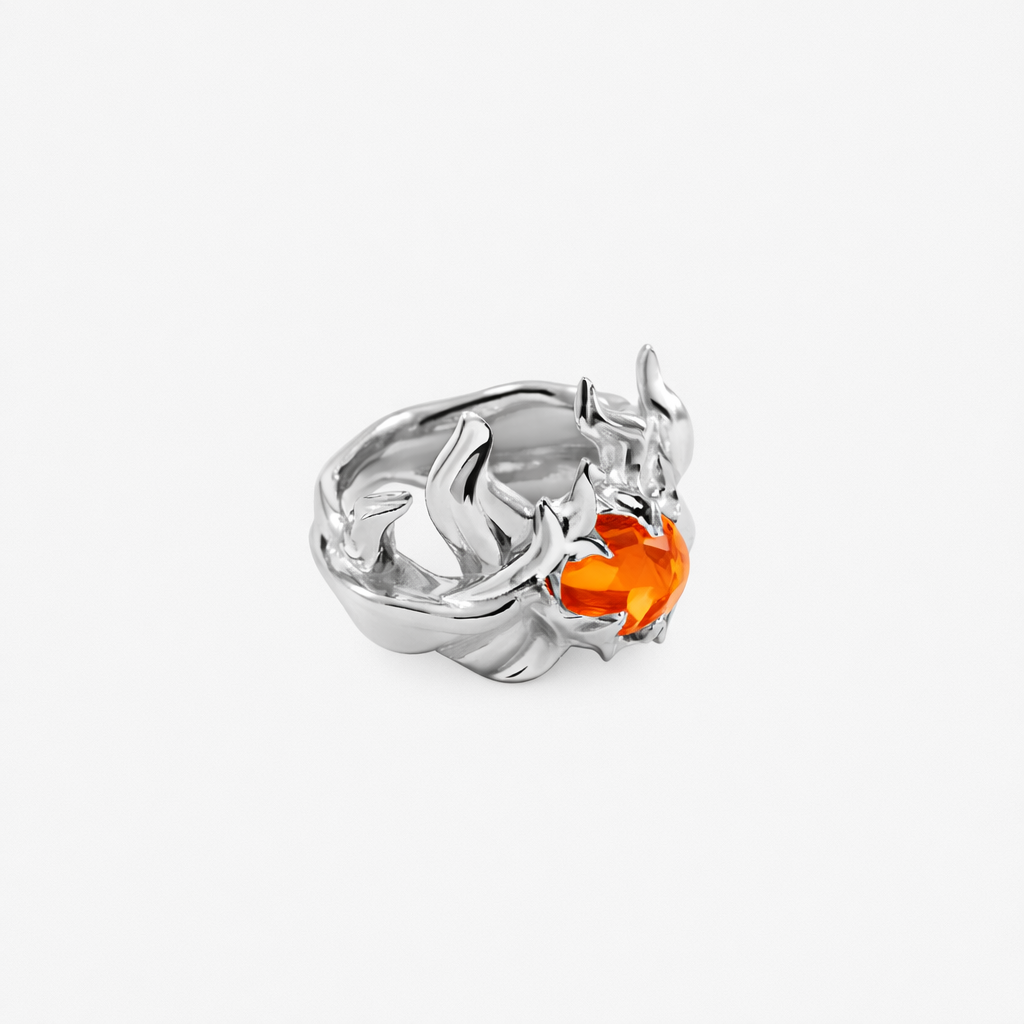 Engulfed Fire Ember Ring – Rhodium Vermeil