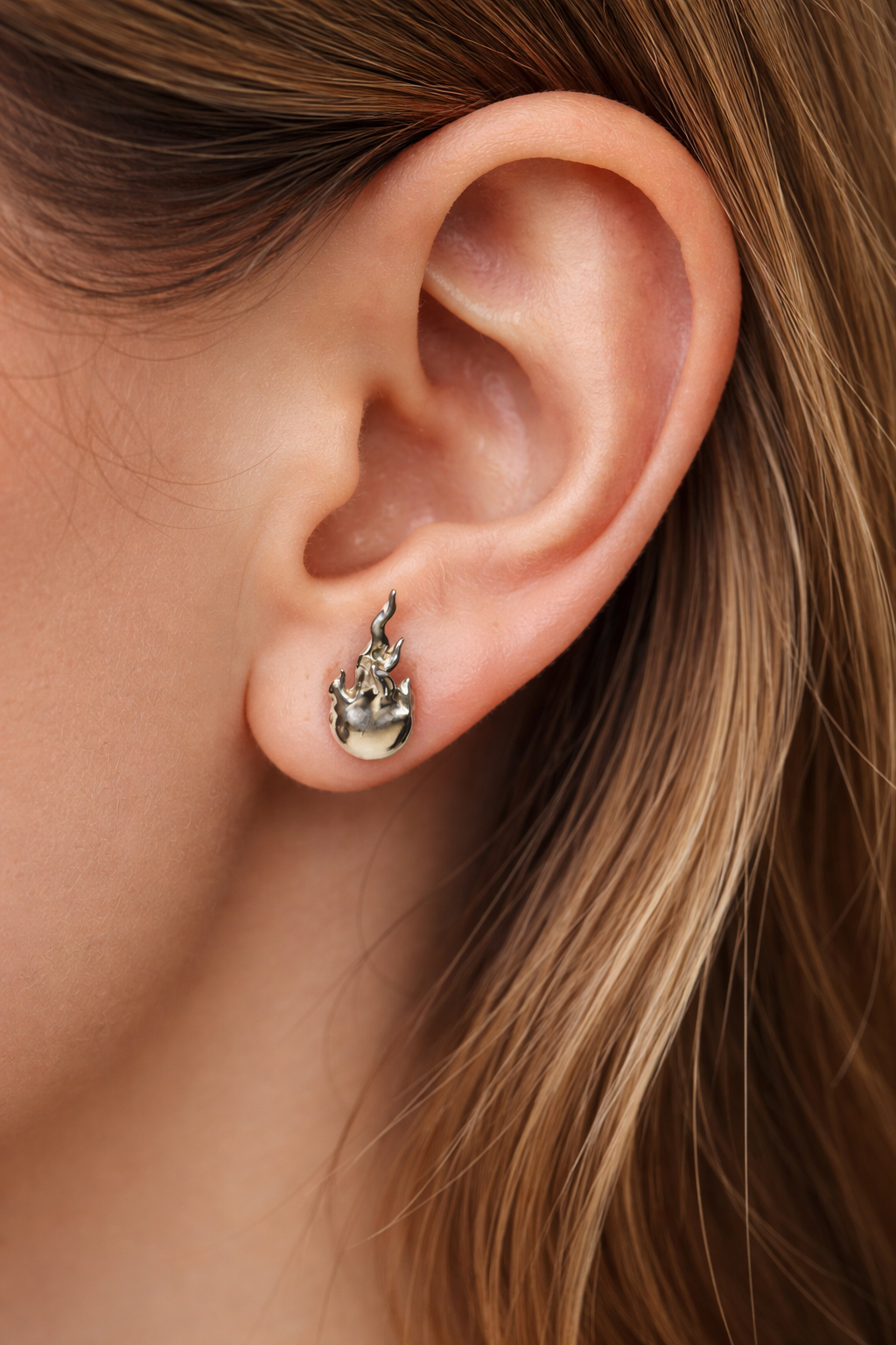Fireball Earring - Rhodium Vermeil
