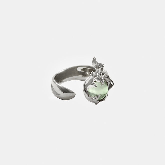 Green Ember Ring – Rhodium Vermeil