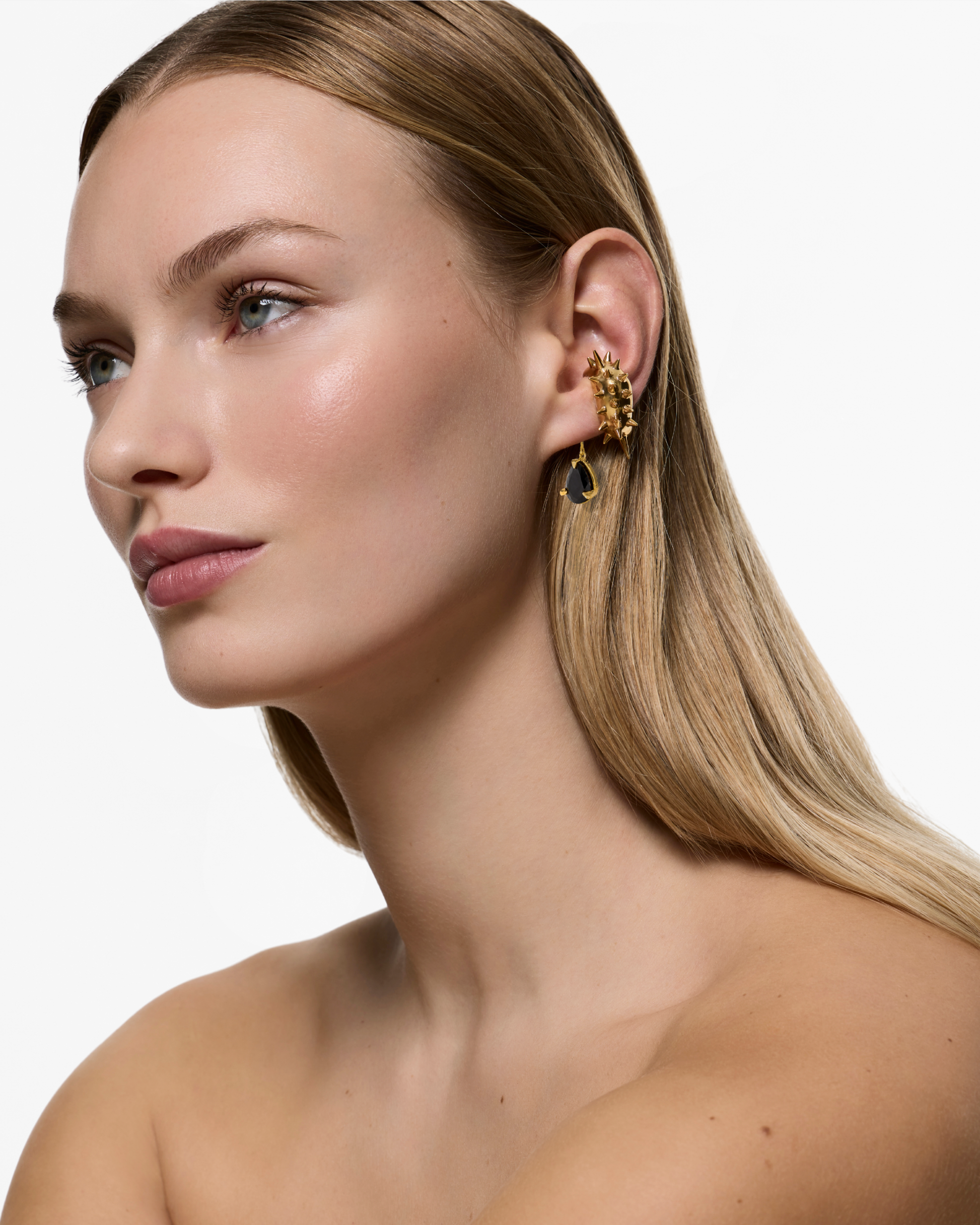 Blown Drop Spike Ear Cuff - Black Onyx