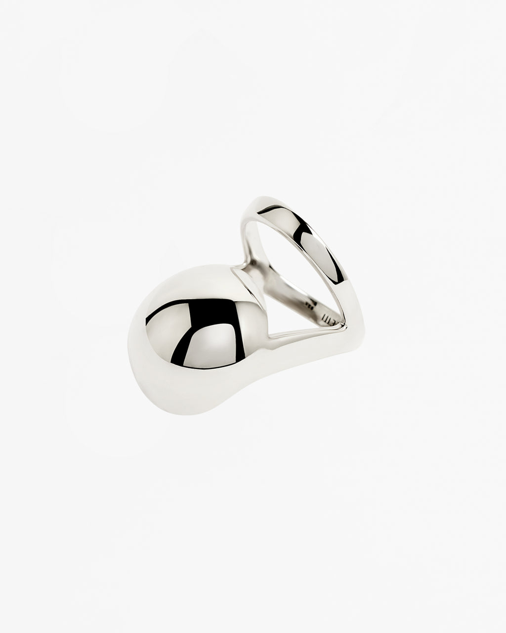 Sculptural silver armadillo ring rhodium vermeil