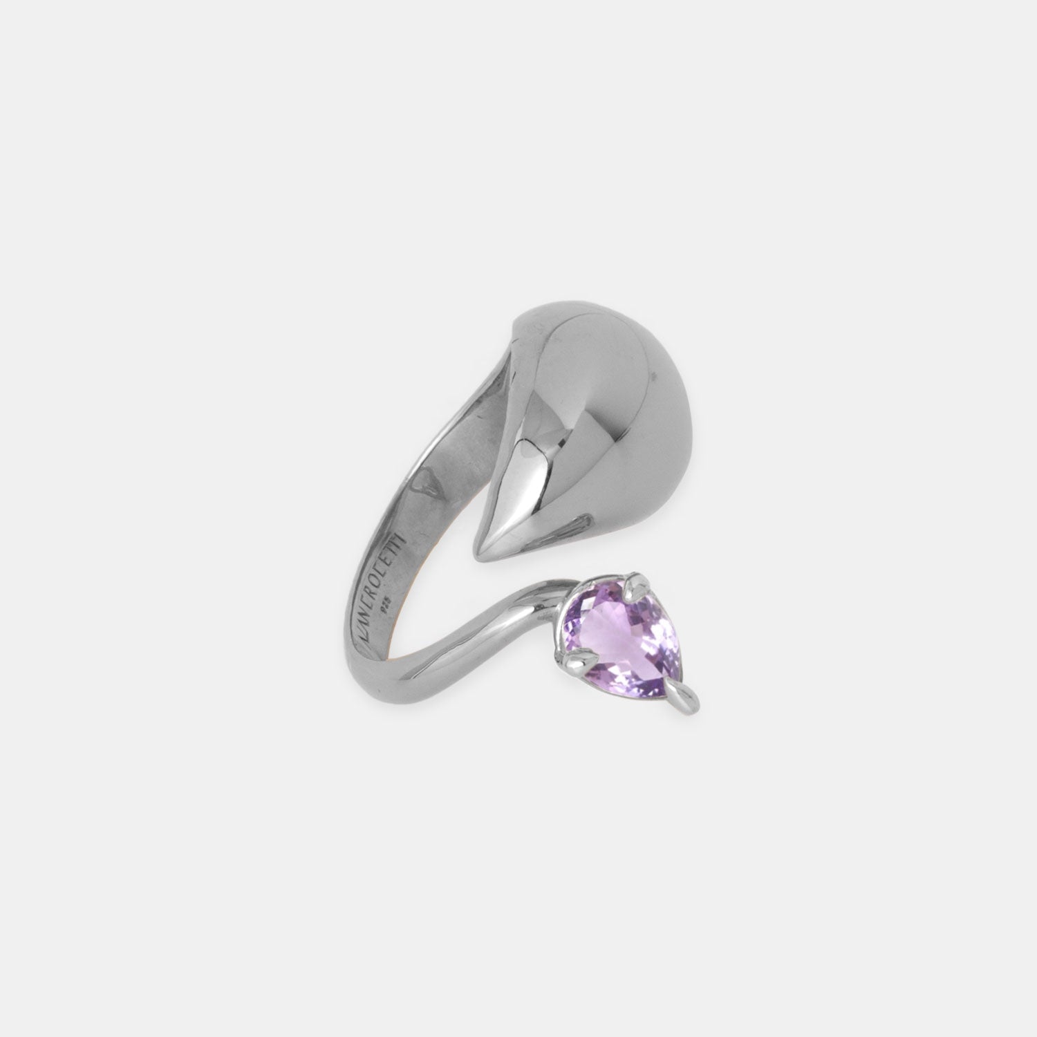 Blown Alien Purple Amethyst Ring - Rhodium Vermeil