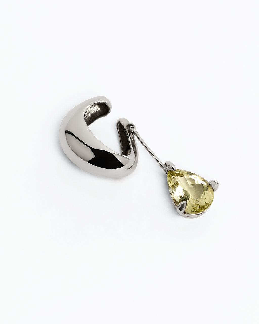 Blown Drop Alien Ear Cuff Lemon Quartz – Rhodium Vermeil
