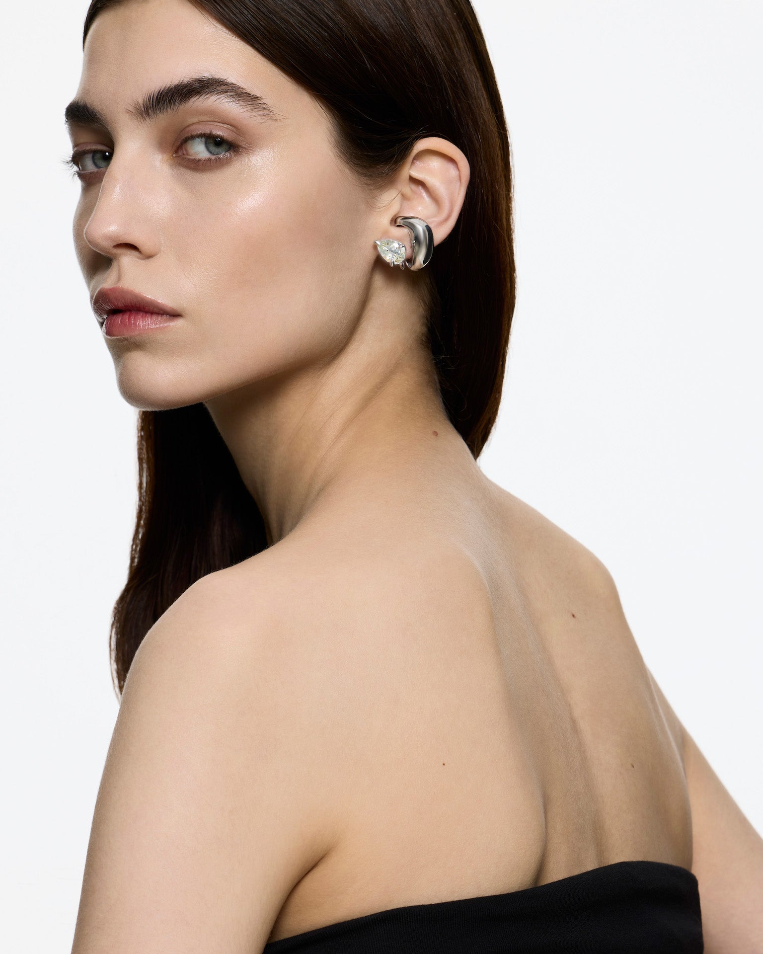 Blown Alien Ear Cuff Green Amethyst – Rhodium Vermeil