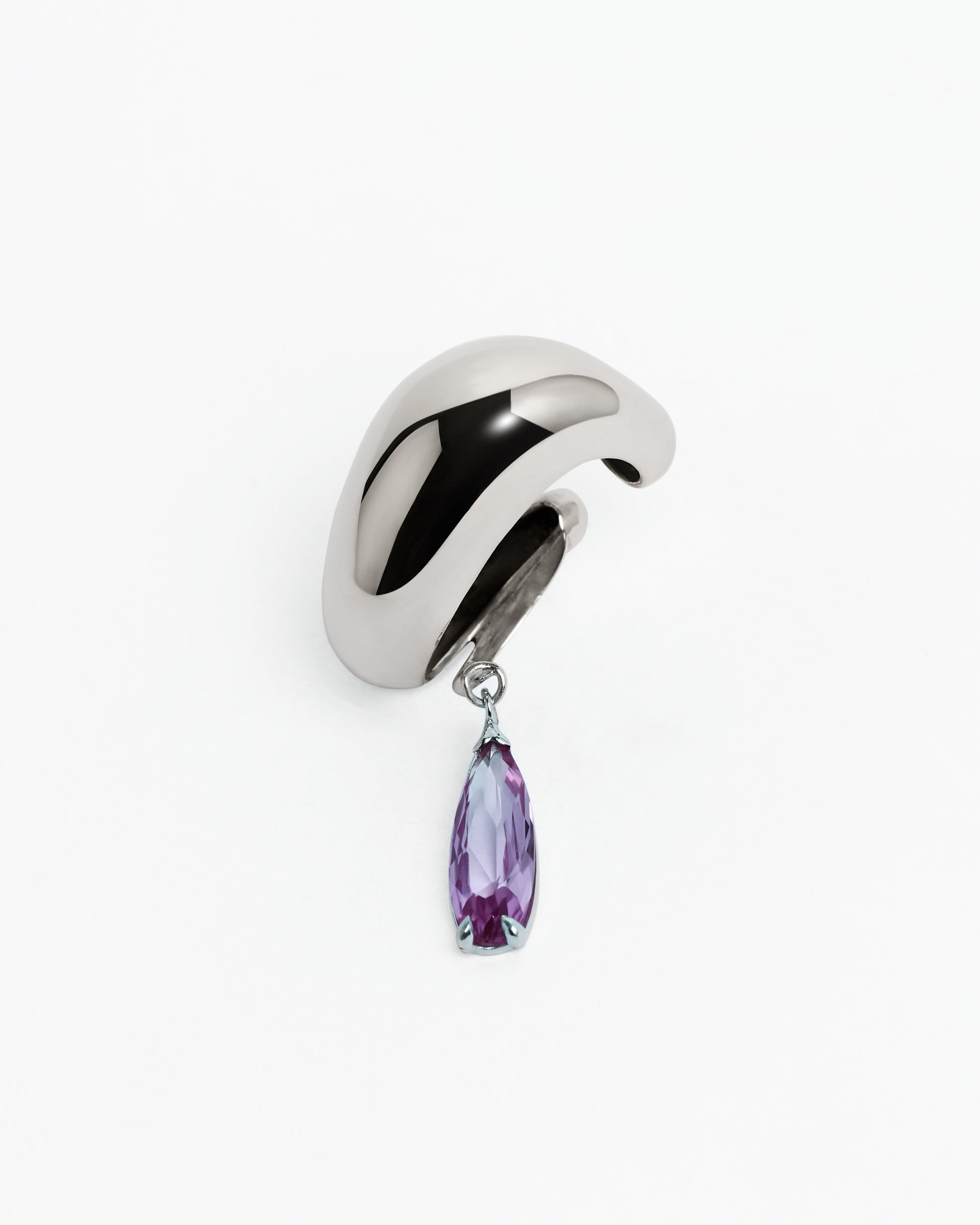 Blown Lavender Drip Ear Cuff – Rhodium Vermeil