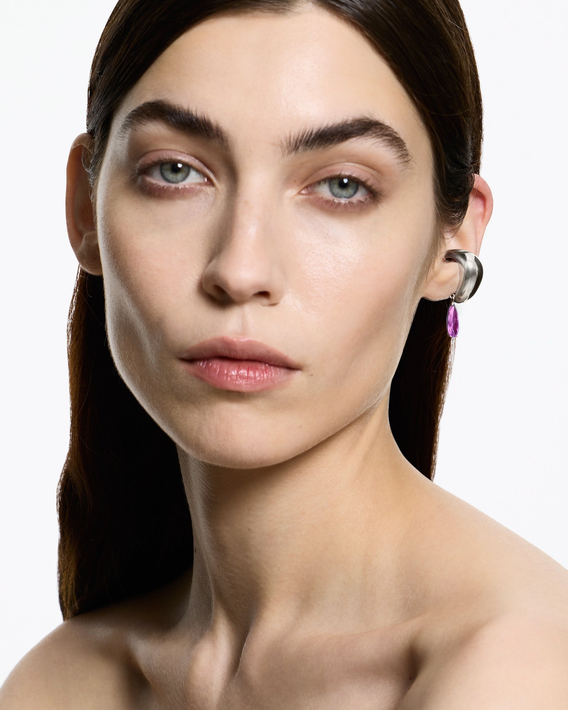 Blown Pink Drip Ear Cuff – Rhodium Vermeil - Sale