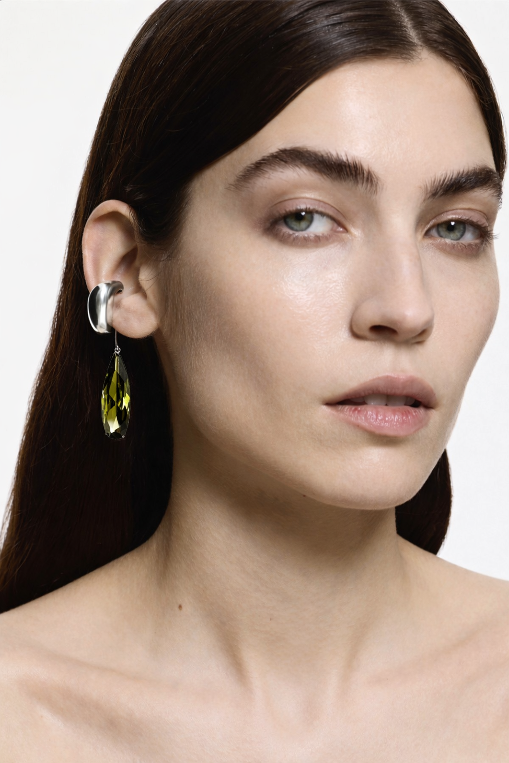 Teardrop Olive Green Ear Cuff