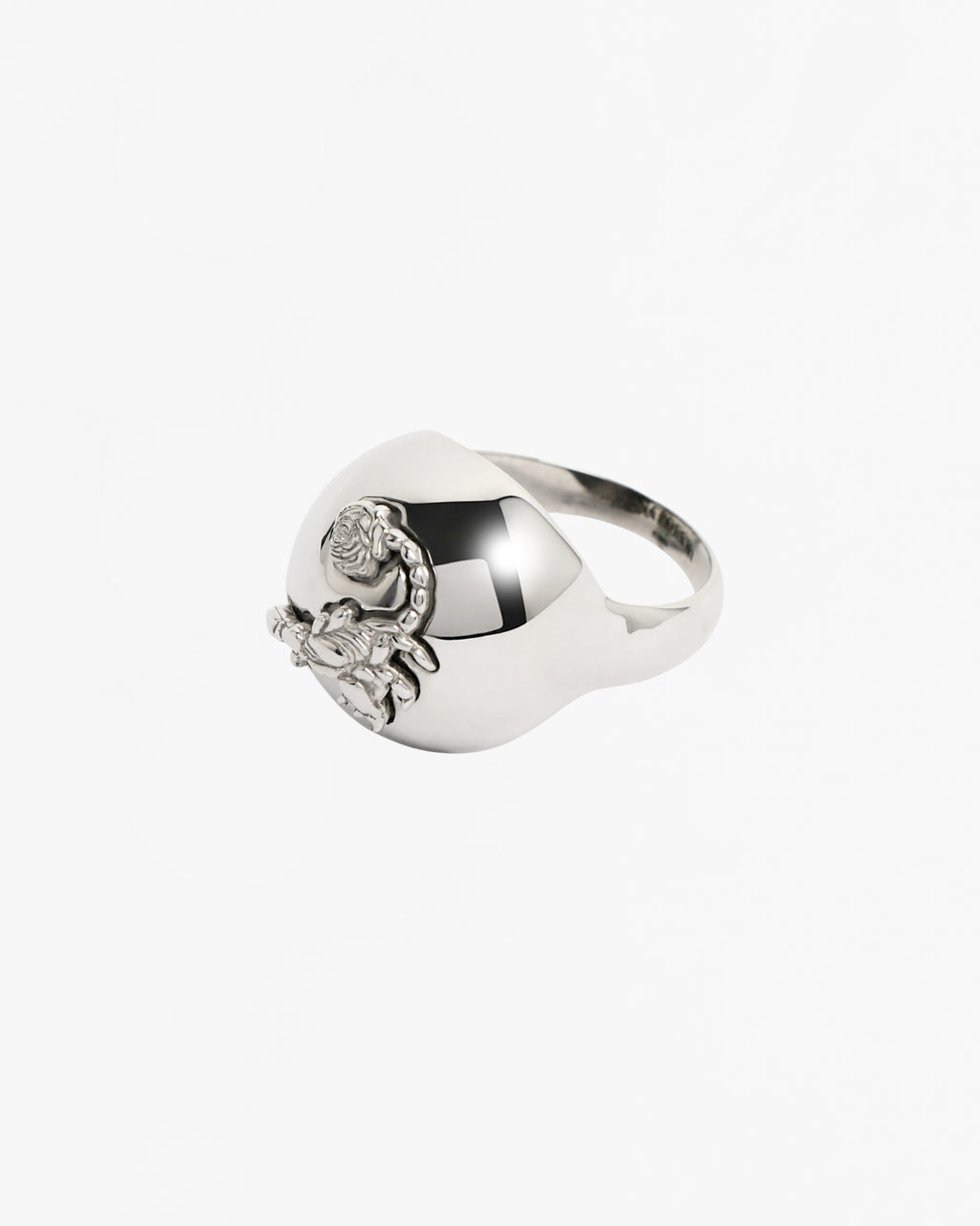 Sterling Silver Sculptural knuckle ring with scorpion detail rhodium vermeil