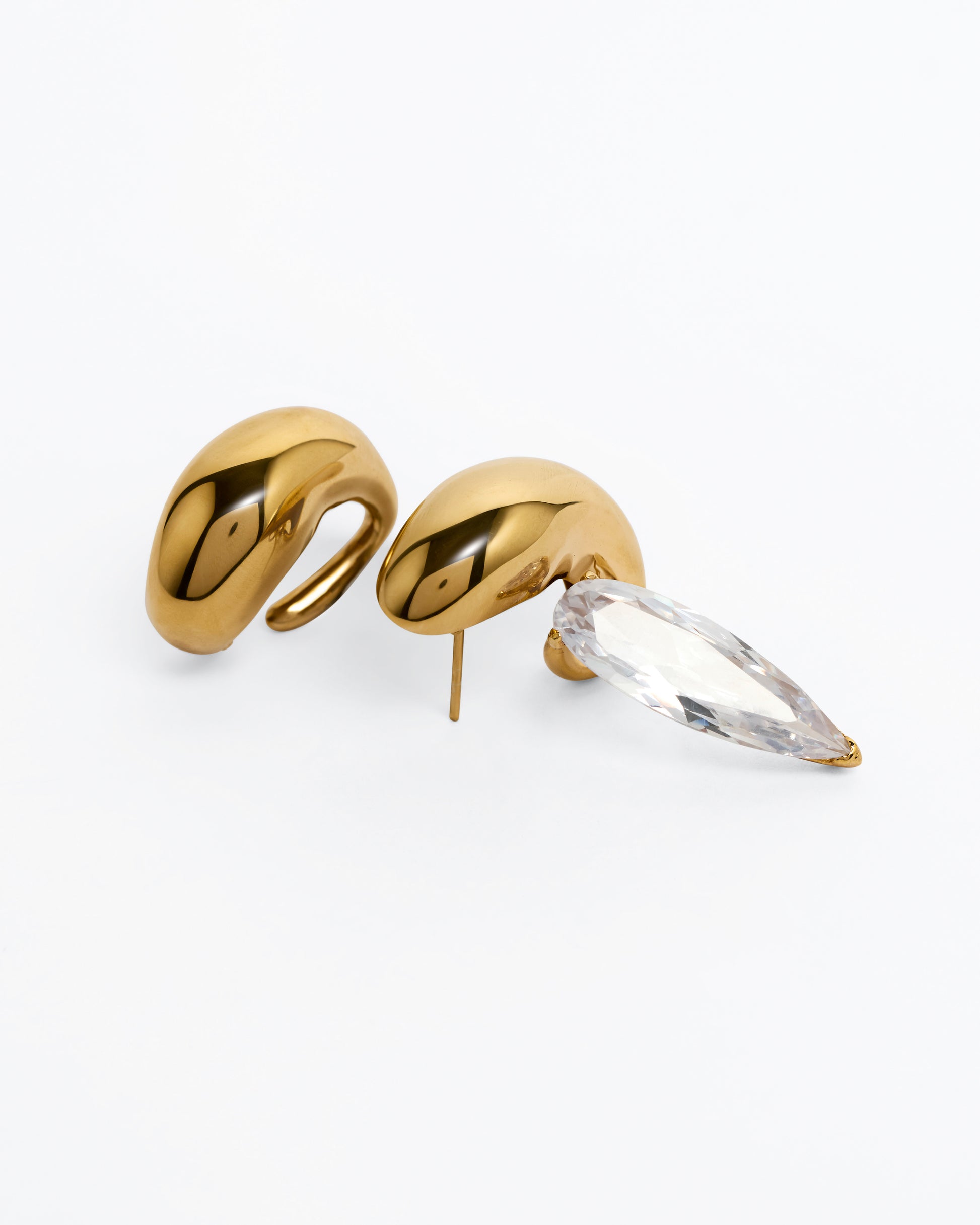 Clear Crystal Blown Sharp Ear Set - Gold Vermeil