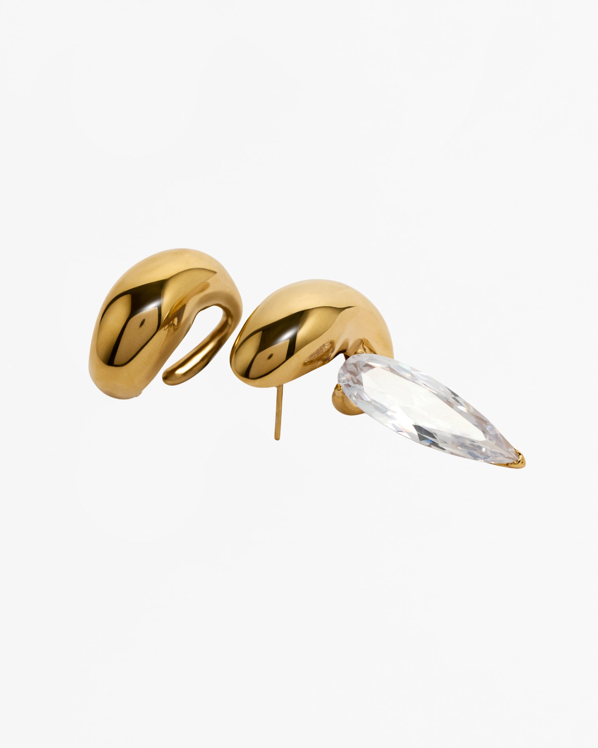 Clear Blown Sharp Ear Set - Gold Vermeil