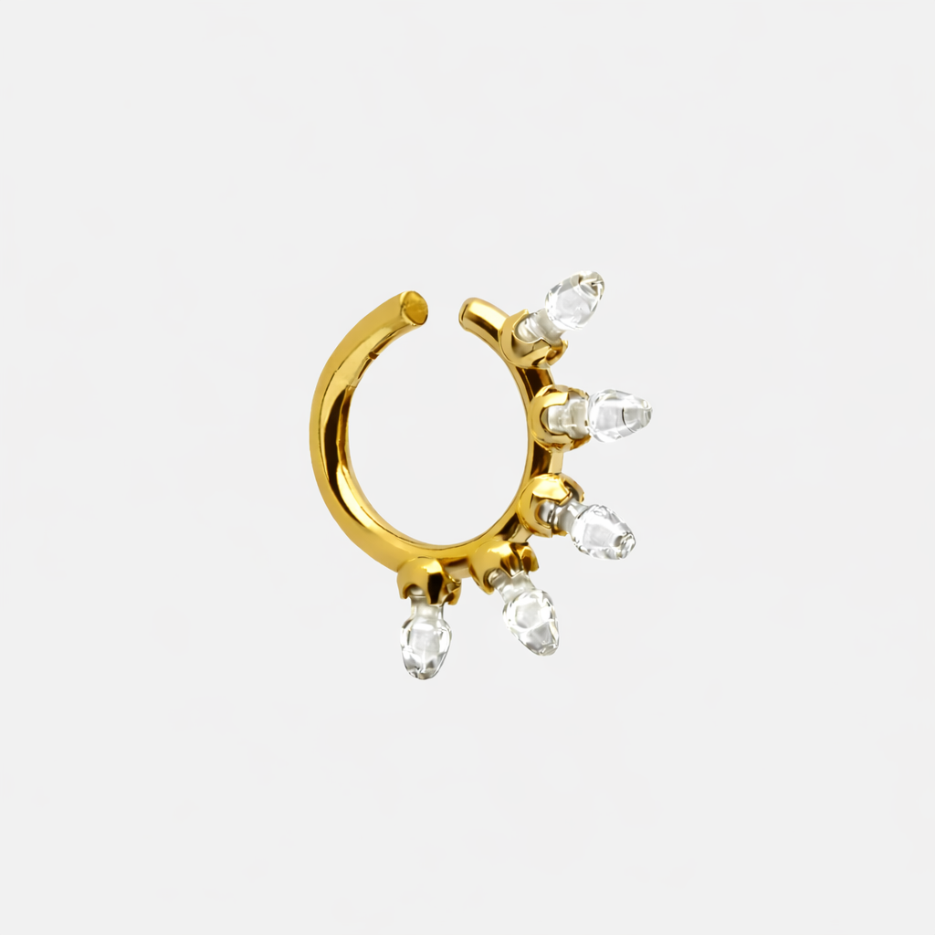 Fantasy Clear Plug Loophole Ear Cuff - Gold Vermeil