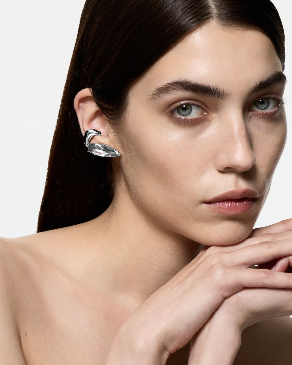 Clear Crystal Sharp Alien Ear Cuff - Single