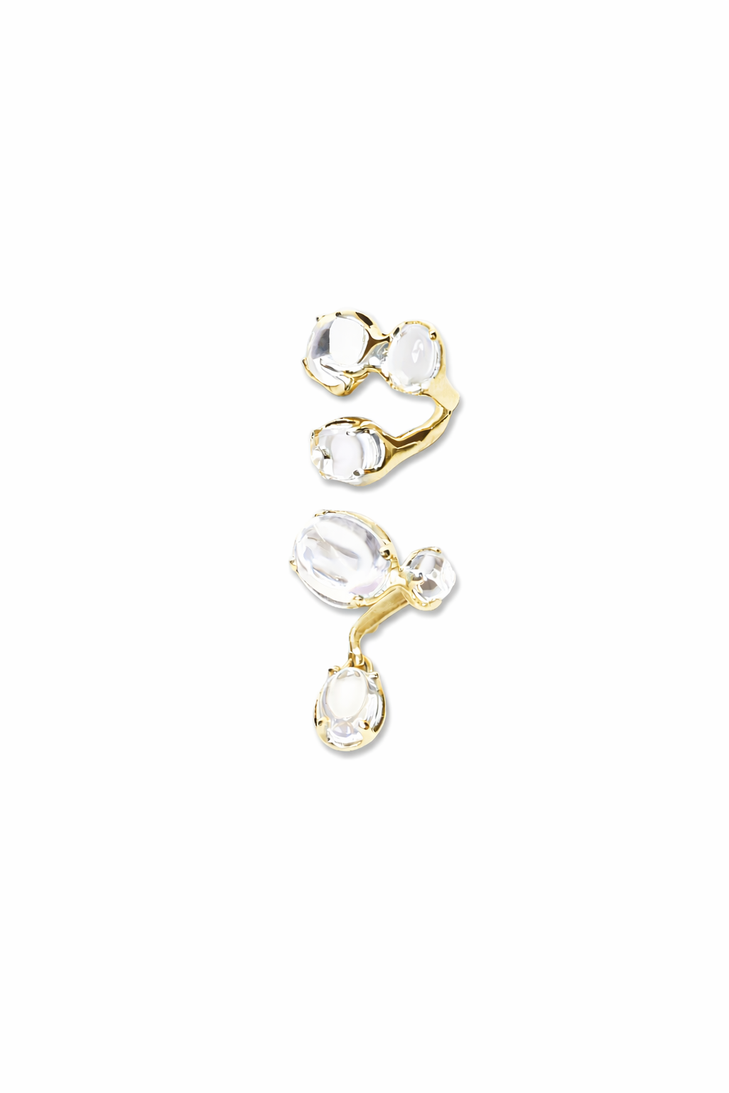 Climax Clear Ear Set in gold vermeil with clear cabochon stones by Alan Crocetti