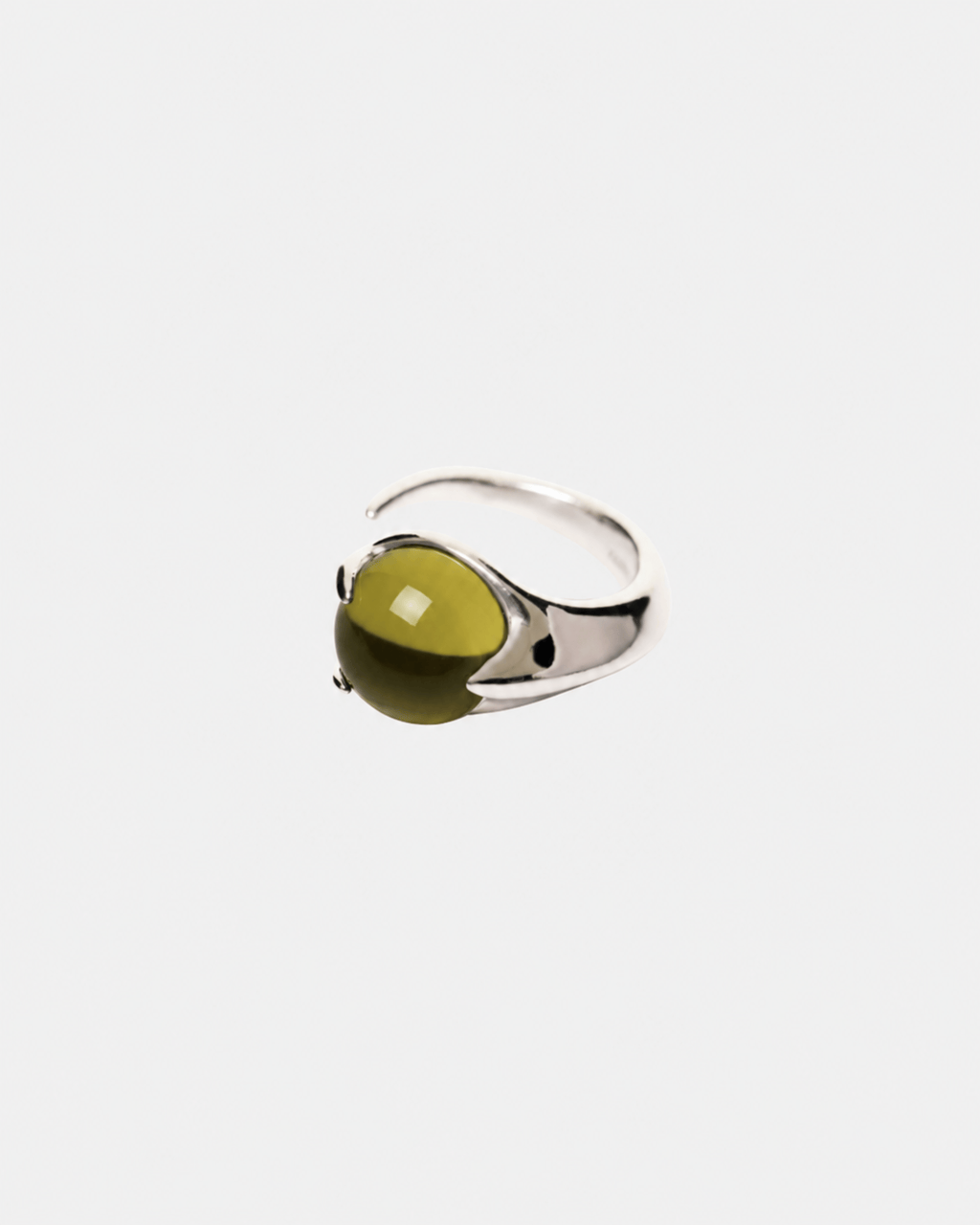 Climax Olive Green Ring – Rhodium Vermeil - Sale