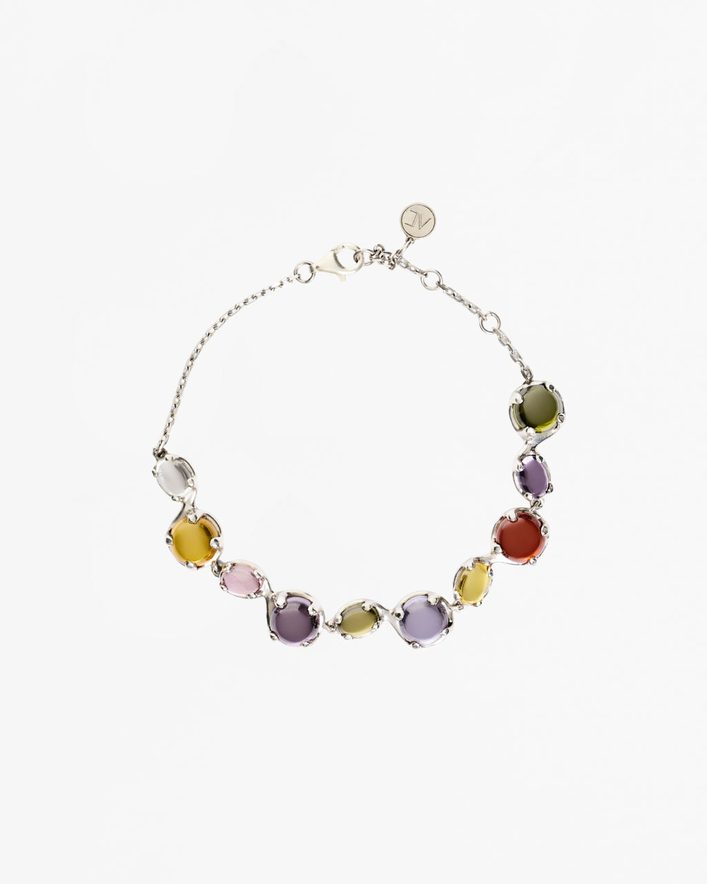 Alan Crocetti Dew Bracelet multi-coloured cabochons Rhodium Vermeil