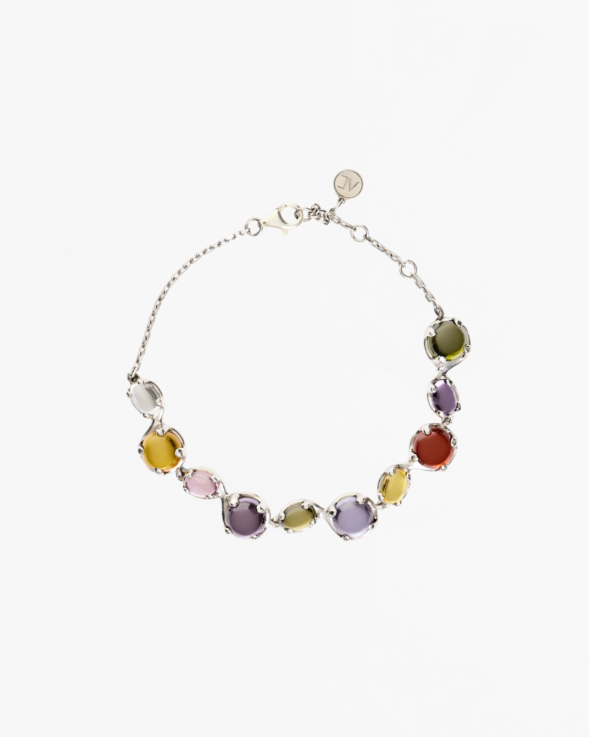 Alan Crocetti Dew Bracelet multi-coloured cabochons Rhodium Vermeil