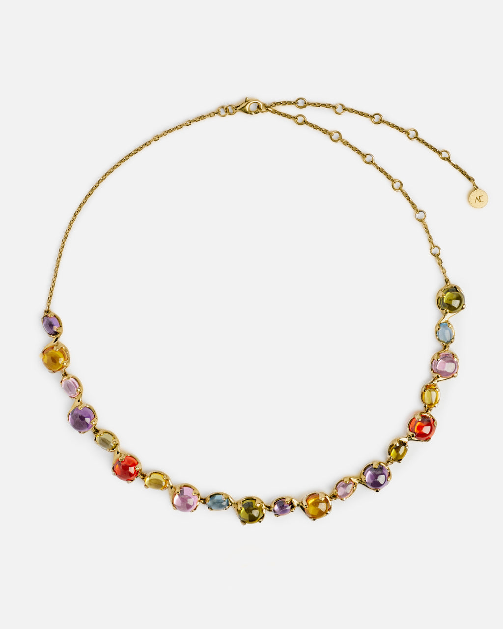 Dew Choker Tropical gold vermeil multicolour cabochon crystal necklace