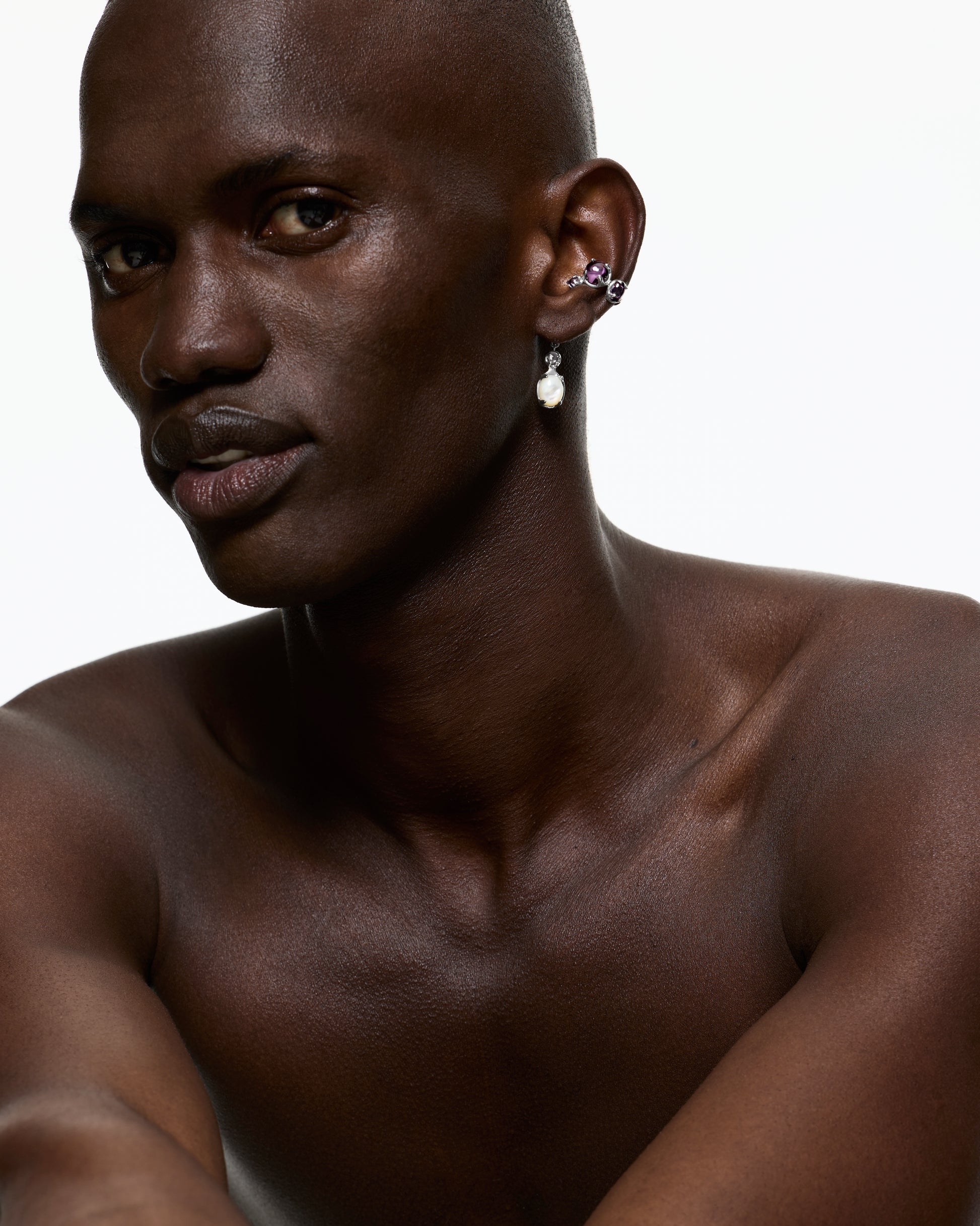 Drip Punk Ear Cuff - Rhodium Vermeil