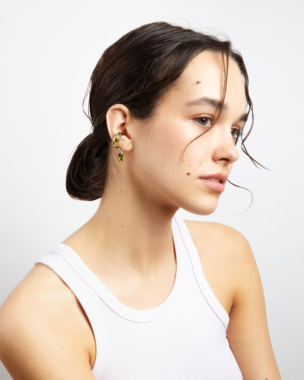 Gothika Mini Blown Charm Olive Green Ear Cuff