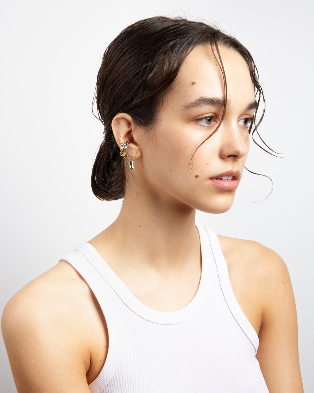 Gothika Mini Blown Charm Olive Green Ear Cuff