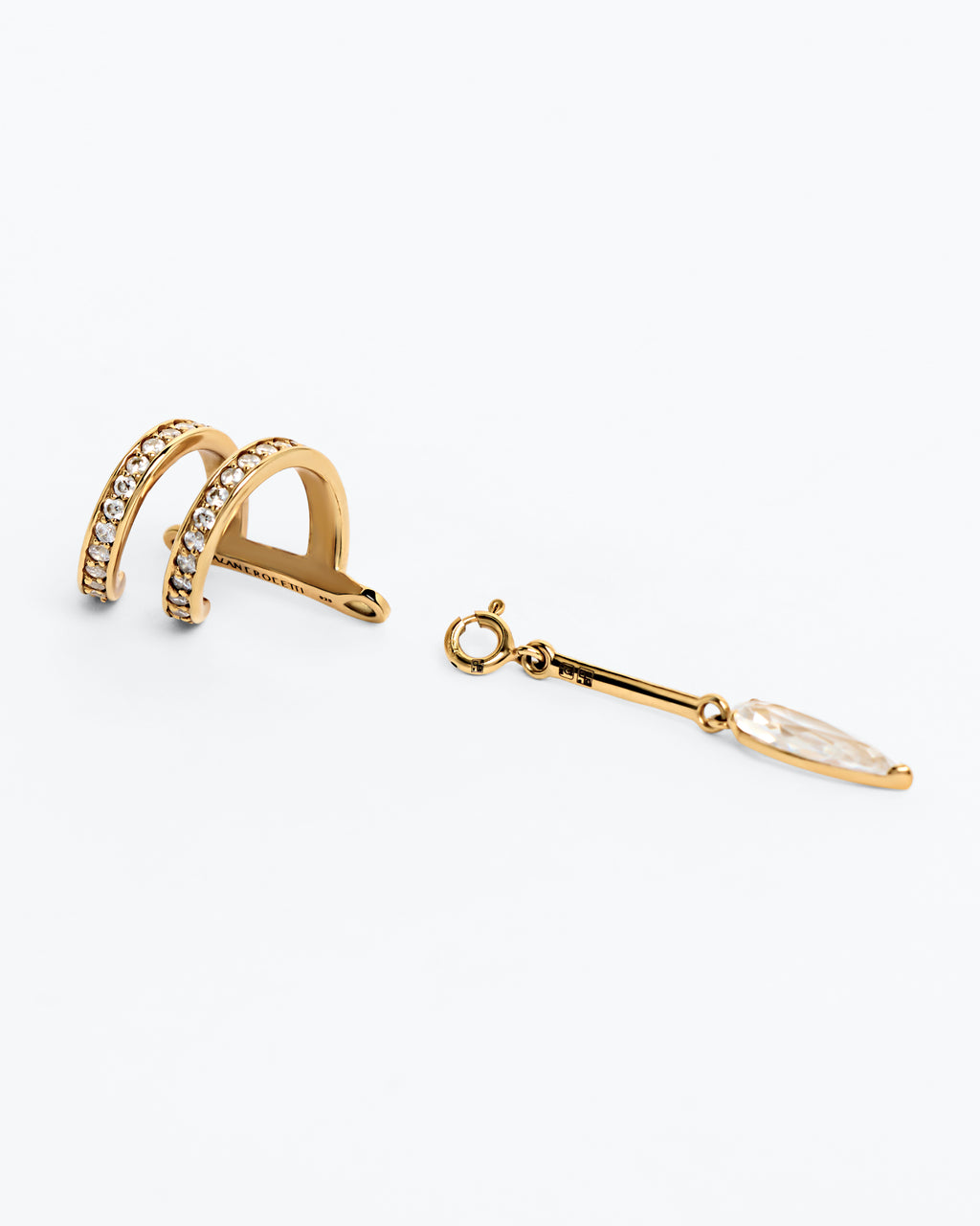 Clear Encrusted Spiral Drop Ear Cuff - Single