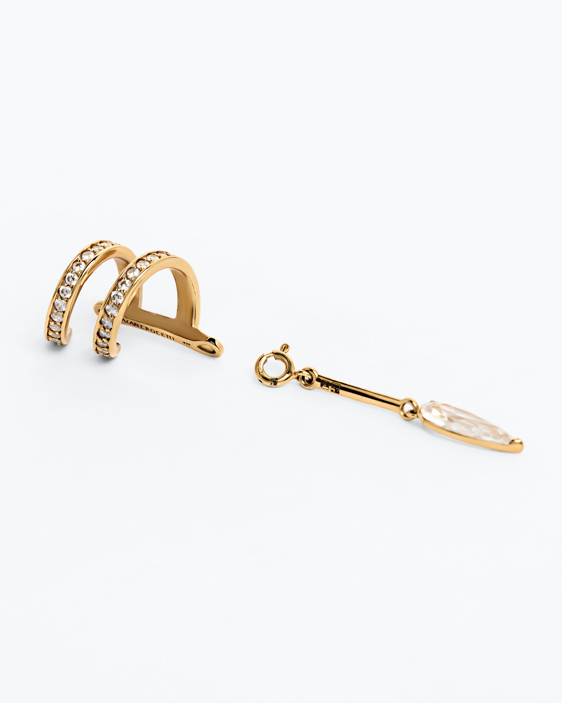 Clear Encrusted Spiral Drop Ear Cuff - Single