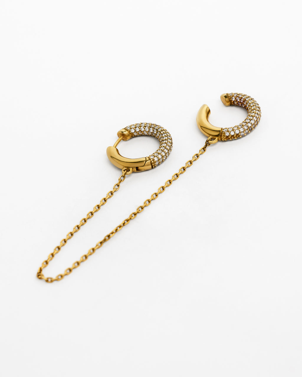Mini Loophole Clear Encrusted Ear Set - Gold Vermeil