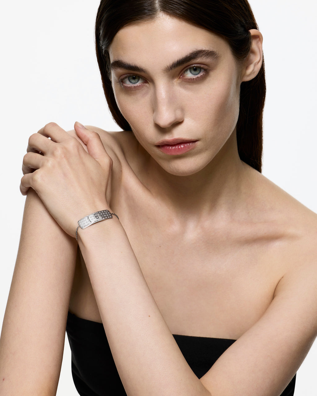 Encrusted Mini Plaster Bracelet - Rhodium Vermeil