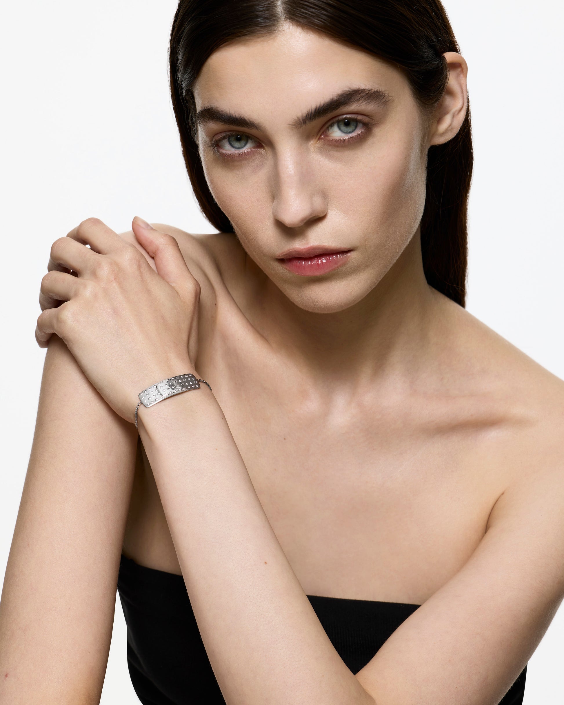 Encrusted Mini Plaster Bracelet - Rhodium Vermeil